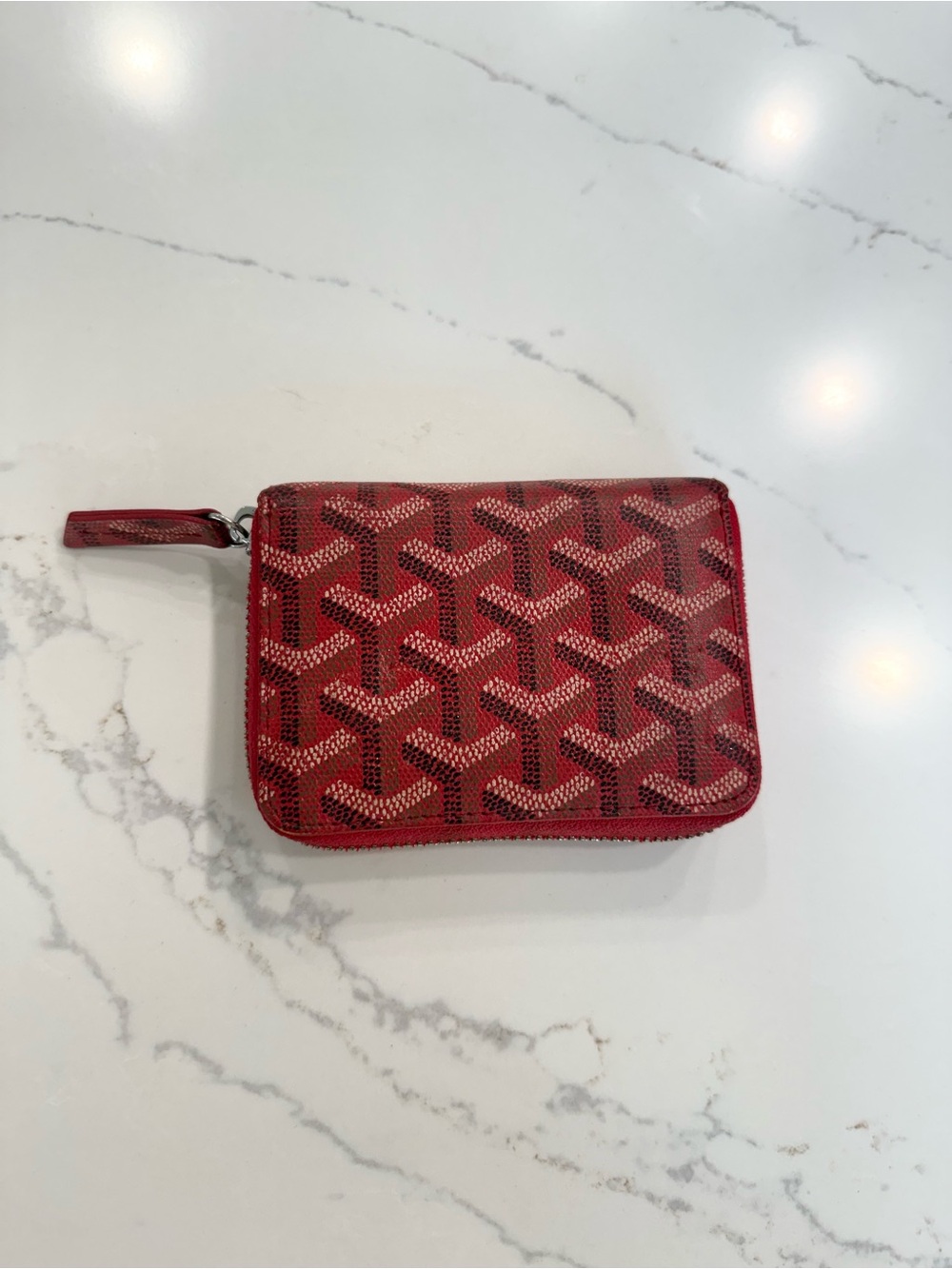 Red Patterned Zip Wallet - Designer-Inspired Women’s Wallet